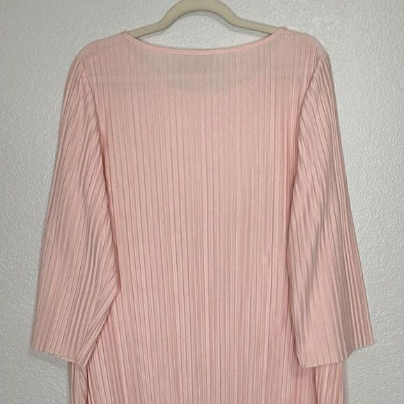 Chico’s Pleated Powder Pink 3/4 Sleeves Pullover Top, Size XL - Picture 6 of 12